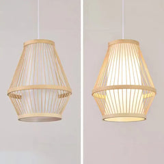 Lampara colgante de bambu con diseño retro estilo jaula