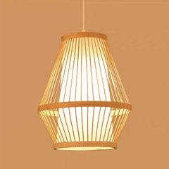 Lampara colgante de bambu con diseño retro estilo jaula