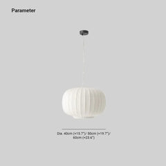 Lampara colgante tela blanca diseño en forma de farol para comedor