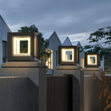 Sobremuro exterior cuadrado solar con LED moderno para jardín