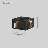 Sobremuro de jardín solar LED IP65 rectangular de metal negro para pilar