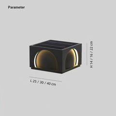 Sobremuro de jardín solar LED IP65 rectangular de metal negro para pilar
