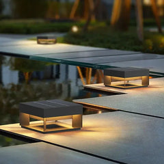 Sobremuro solar exterior rectangular LED IP65 negro para jardín