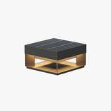 Sobremuro solar LED IP65 con diseño moderno rectangular negro para pilar
