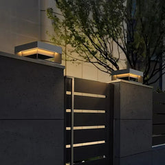 Sobremuro solar exterior rectangular LED IP65 negro para jardín