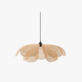 Lámpara colgante de mimbre Wabi-Sabi LED en forma de flor para comedor