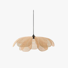 Lámpara colgante de mimbre regulable con forma de flor para comedor