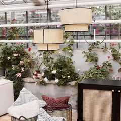 Lámpara colgante de mimbre para restaurante estilo moderno