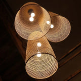 Lamparas de bambu colgantes diseño retro con luces LED