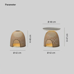 Lámpara de pie de ratán natural LED exterior para terraza con cama para gatos