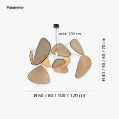 Lámpara colgante de rattan Sputnik LED Japandi para comedor