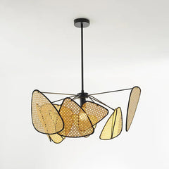 Lámpara colgante de rattan Sputnik LED Japandi para comedor