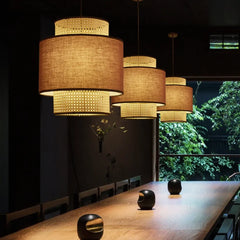 Luces cocina led diseño creativo de mimbre estilo madera natural