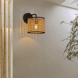 Lampara de pared mimbre estilo retro para sala