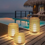 Lámpara solar LED de pie exterior vintage farol trenzado