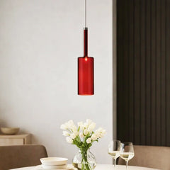 Lámpara colgante cilíndrica de vidrio moderna regulable en altura para comedor