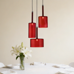 Lámpara colgante cilíndrica de vidrio moderna regulable en altura para comedor