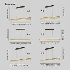 Lámpara colgante lineal de restaurante estilo moderno y minimalista