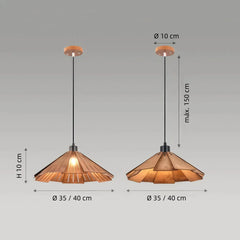 Lámpara colgante de madera Wabi-Sabi LED regulable en altura para comedor