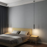 Lámpara colgante cilíndrica minimalista negra LED para mesita de noche
