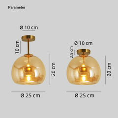 Lampara de techo para pasillo de vidrio esferica moderna con LED