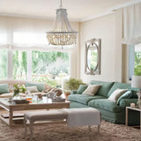 Lampara colgante blanco y madera de cuentas de madera elegante