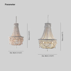 Lampara colgante blanco y madera de cuentas de madera elegante