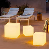 Lámpara de pie solar exterior blanca de forma cúbica para terraza