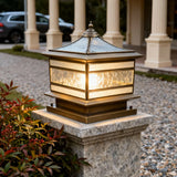Farol sobremuro exterior solar IP65 vintage en cobre y vidrio para jardín