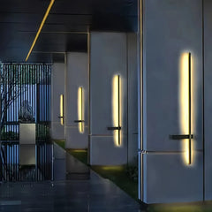 Aplique solar de pared exterior lineal negro de diseño moderno
