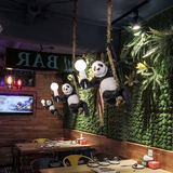 Lámpara Colgante de Panda en una Cuerda LED con Altura Regulable