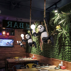 Lámpara Colgante de Panda en una Cuerda LED con Altura Regulable