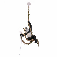 Lámpara Colgante de Panda en una Cuerda LED con Altura Regulable