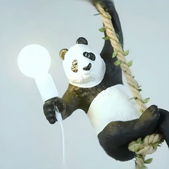Lámpara Colgante de Panda en una Cuerda LED con Altura Regulable