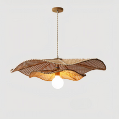 Lámpara Colgante Rattan LED Tejida a Mano Diseño Floral Salón