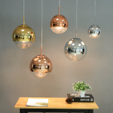 Lámpara colgante globo de vidrio LED moderna efecto espejo para comedor