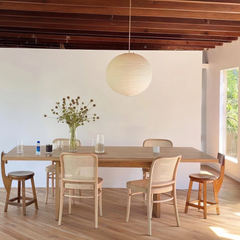 Lámpara colgante de papel LED estilo Japandi bola beige para salón