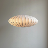 Lámpara Colgante LED Japandi de Tela de Seda Blanca para Salón