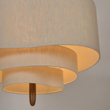 Lámpara de Tela Colgante Estilo Japonés Beige Regulable en Altura para Comedor