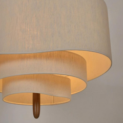 Lámpara de Tela Colgante Estilo Japonés Beige Regulable en Altura para Comedor