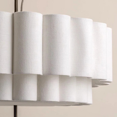 Lámpara Colgante Japandi LED Regulable en Altura de Tela Blanca para Salón