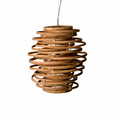 Lámpara colgante de mimbre vintage en espiral para comedor