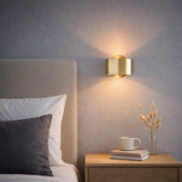 Aplique de pared latón LED moderno circular giratorio para dormitorio
