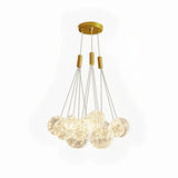 Lámpara de racimo de vidrio moderna LED regulable en altura para comedor