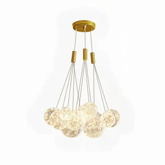 Lámpara de racimo de vidrio moderna LED regulable en altura para comedor