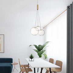 Lámparas colgantes transparentes diseño esférico de vidrio para comedor