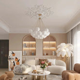 Lámparas colgantes modernas para salón diseño nórdico con esferas de vidrio