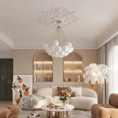 Lámparas colgantes modernas para salón diseño nórdico con esferas de vidrio