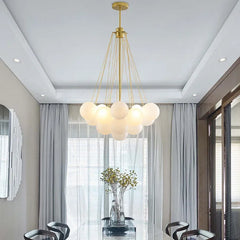 Lámparas colgantes modernas para salón diseño nórdico con esferas de vidrio