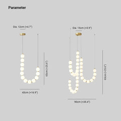 Lampara tipo araña moderna diseño con forma de collar de perlas